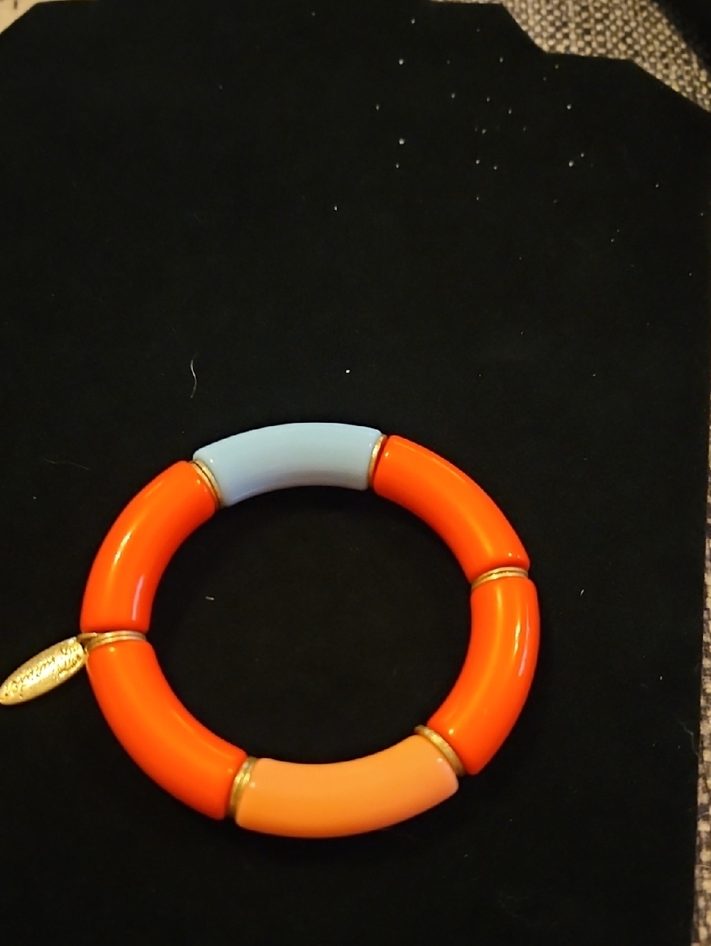 Plunder Color-Block Resin Stretch Bracelet in Orange, Peach & Light Blue